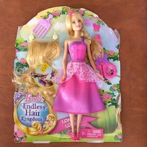 2015 Barbie Endless Hair Kingdom Doll - Pink and Purple Dress,Blonde Hair, New